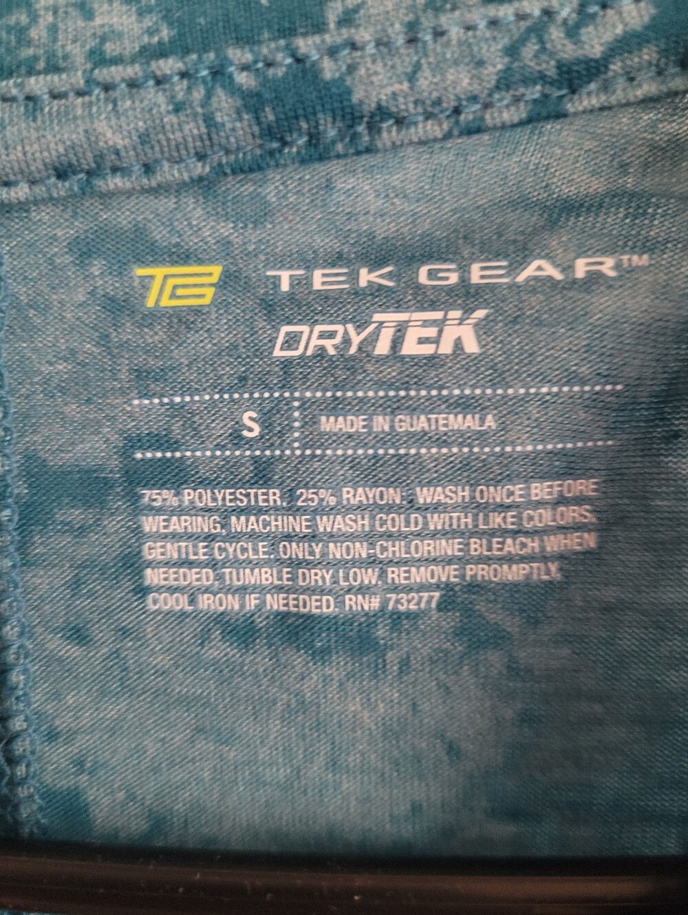tek gear Teal Marble-Print V-Neck Short Sleeve Tee - Picture 4 of 5